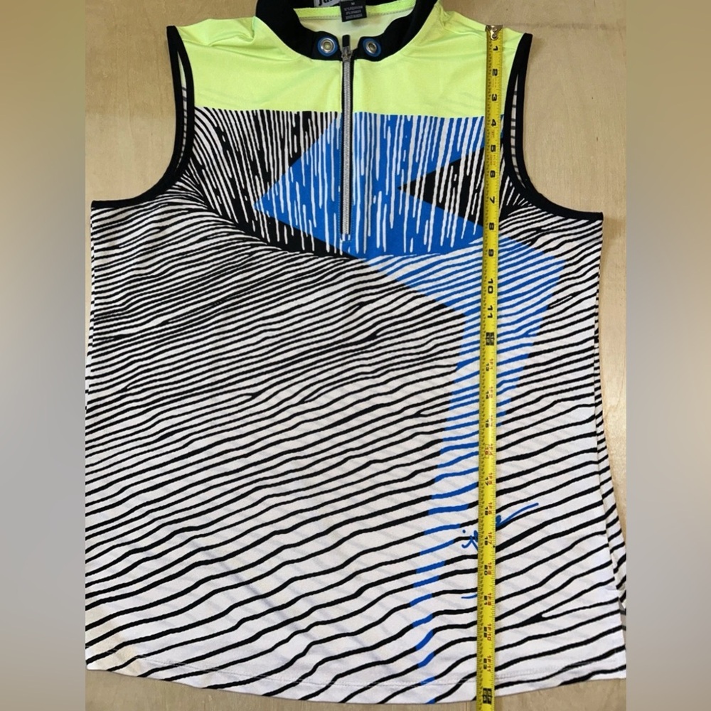 Jamie Sadock Sleeveless Women’s Sz M Tank Golf Polo Colorful Lightning Striped - Picture 3 of 9